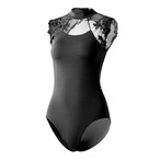 【即納】ラグラン レースレオタード ミストピンク M　L1017