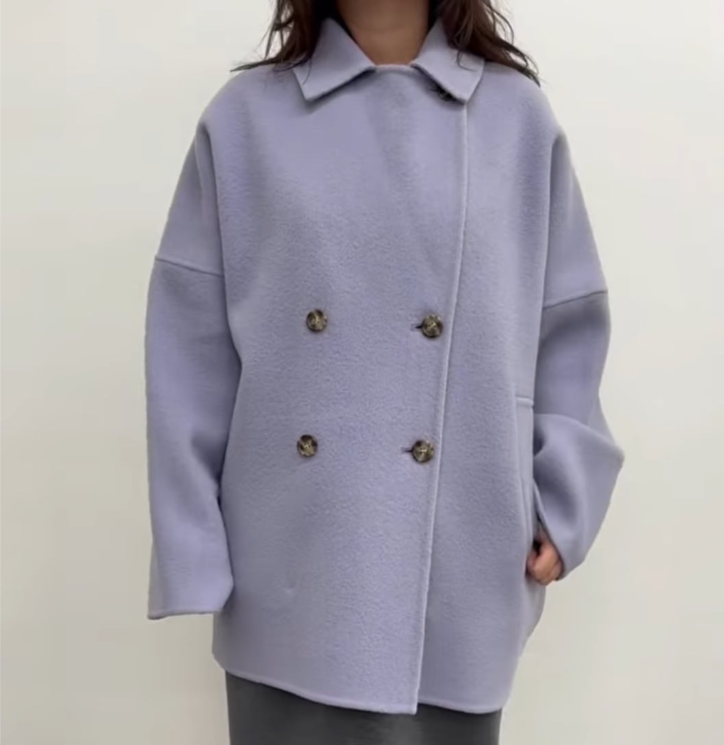 クロシェCLOCHE ダブルフェイスピーコート ショートコート　PECOLAMB CLOCHE(クロッシェ)】PECOLAMBウールダブルボタンテーラードハーフ