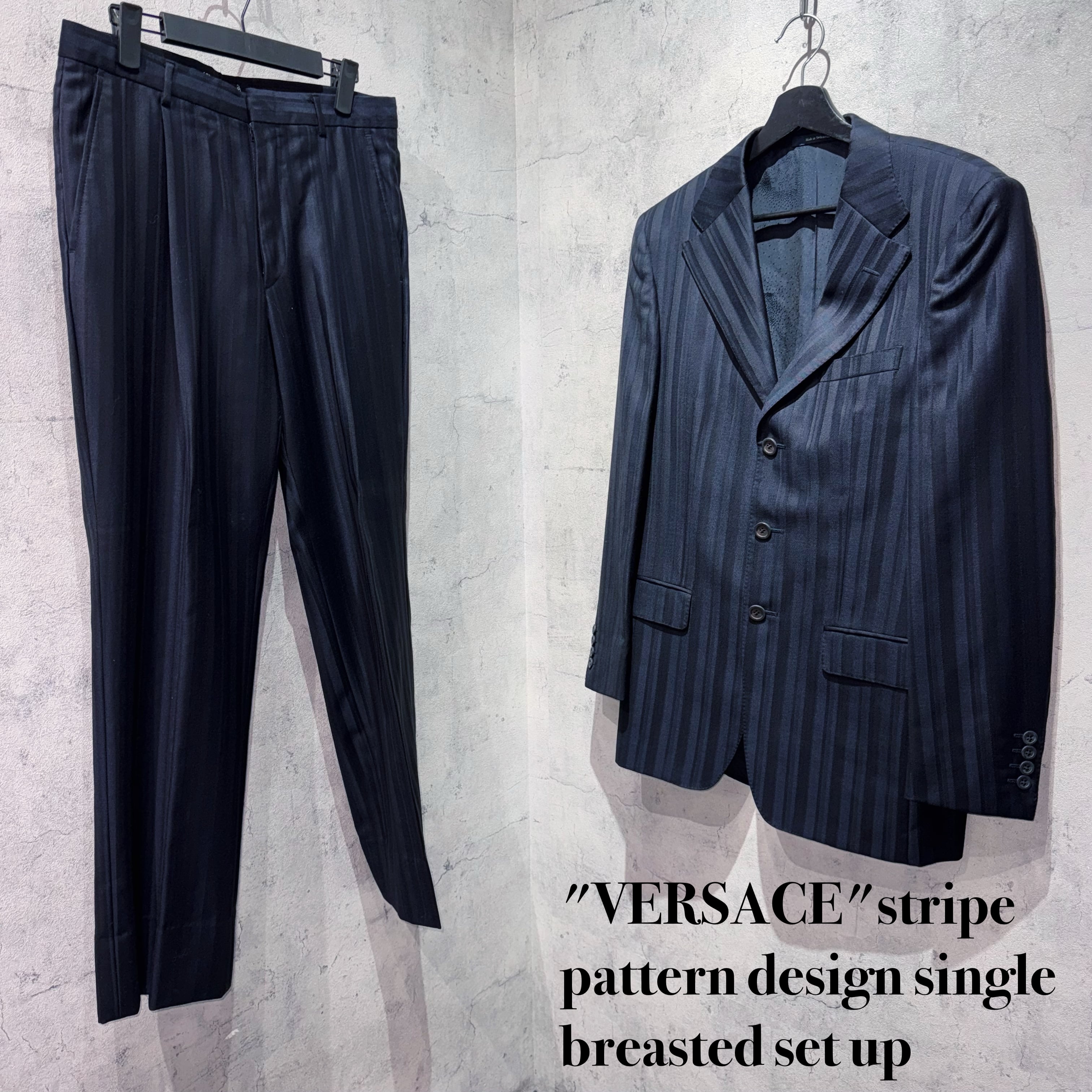 "VERSACE"stripe pattern design single breasted set up