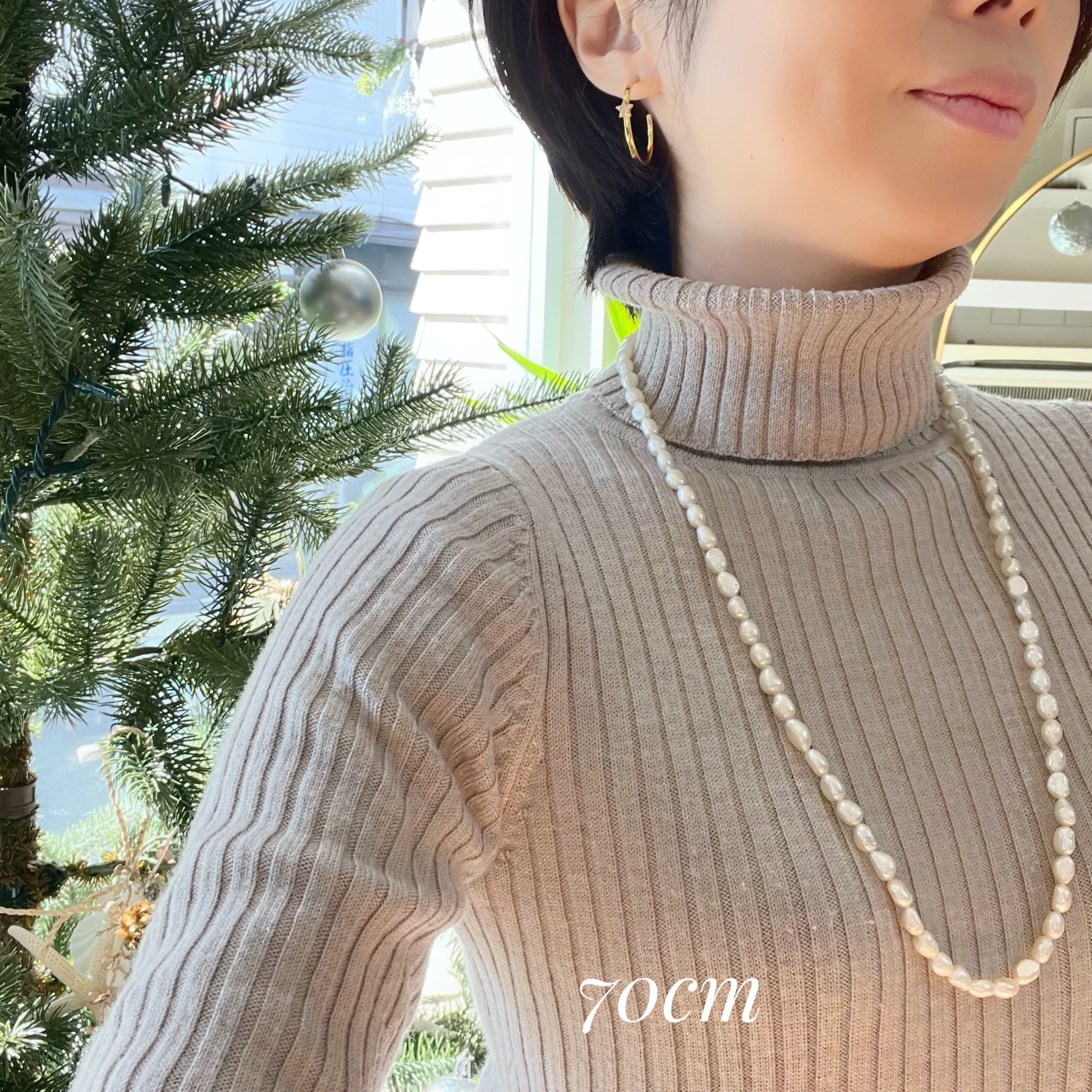 Lagoon Original 70cm ライス型バロックパール ロングネックレス 70cm