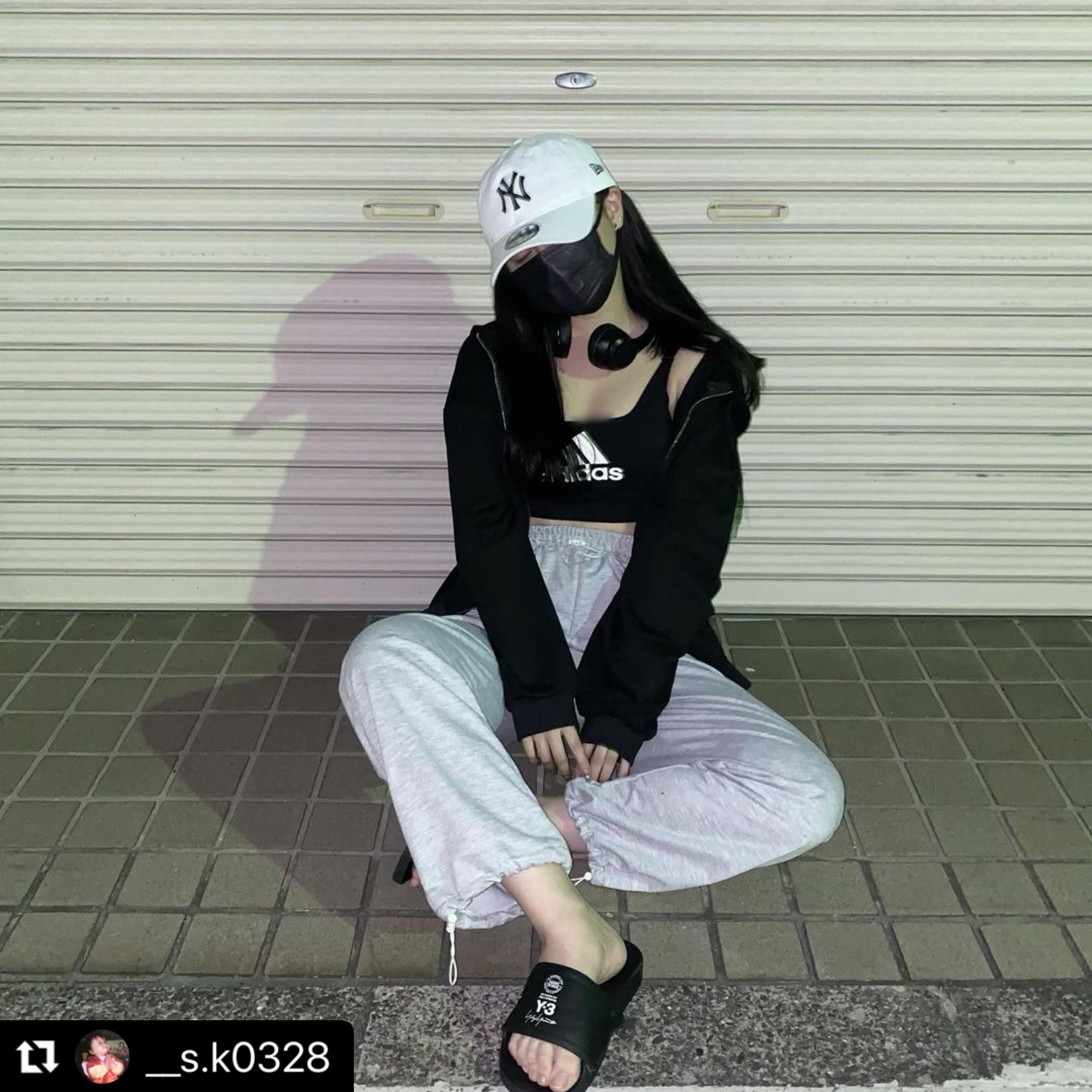 ストリート系 韓国系 ブラック スポーティトレーナー トレンド 激安卸販売新品