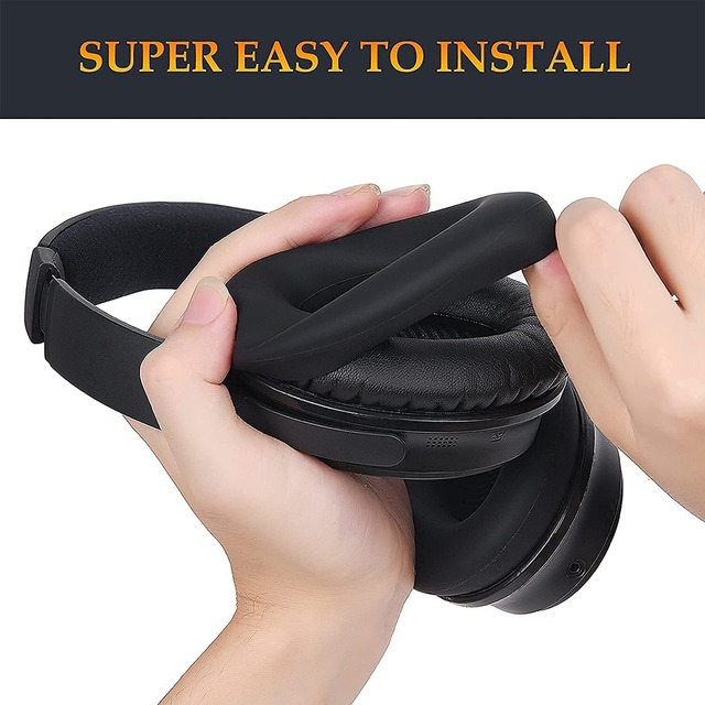 SOULWIT イヤーパッドカバー ヘッドホンパッドカバー Bose QuietComfort QC15 QC25 QC2 QC35 QC45/Ae2 Ae2i Ae2w/SoundTrue & SoundLink AE 用 保護ケース 劣化防止 防塵 防汗 柔らかいシリコン 洗える (ブラック-1ペア)