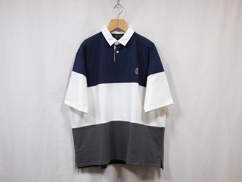 DIGAWEL” Rugby Stripe Polo Shirt Navy”