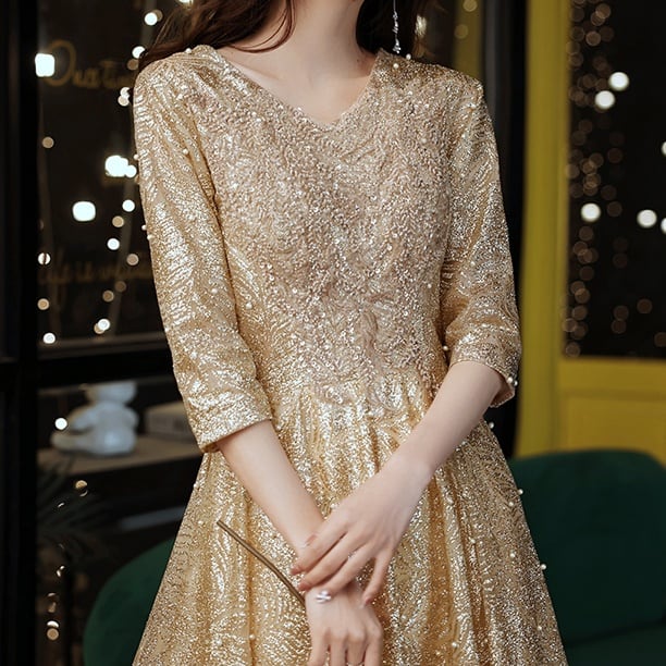 シャンパンゴールド イヴニングドレス D1126 | 演奏会・ステージ