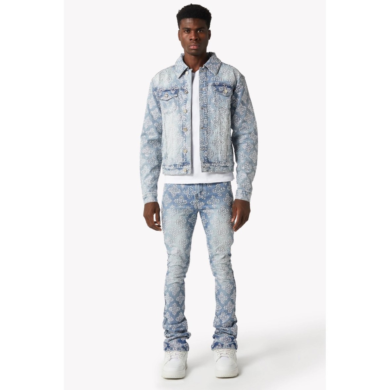 GUAPI / aqua blue embellished denim V4