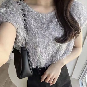 Faux Fur Short Sleeve Pullover 236927