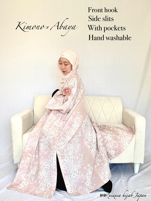 (Kimono×Abaya size S) Sakura pattern (Polyester for Kimono)