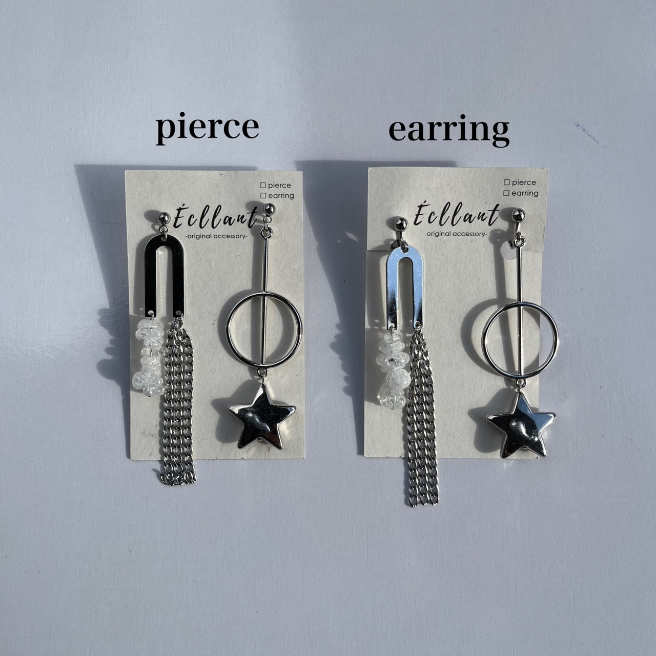 キラキラ星のアシンメトリーピアス / イヤリング / サージカルステンレス