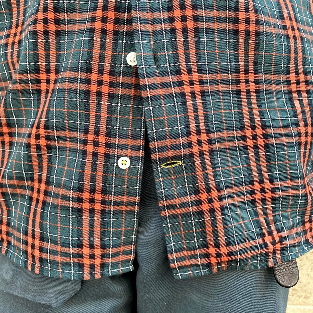 Barbour バブアー 長袖 チェックシャツ メンズL相当 古着 ボタンダウンシャツ オレンジ×グリーン 緑色【長袖シャツ】【AL2109】 | cave 古着屋【公式】古着通販サイト
