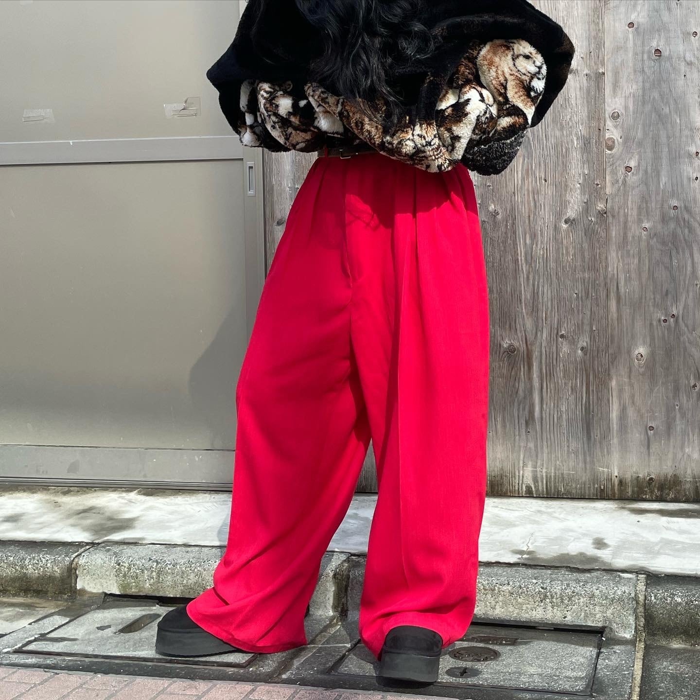 Afiit / 3TUCK EASY WIDE SLACKS BLACK