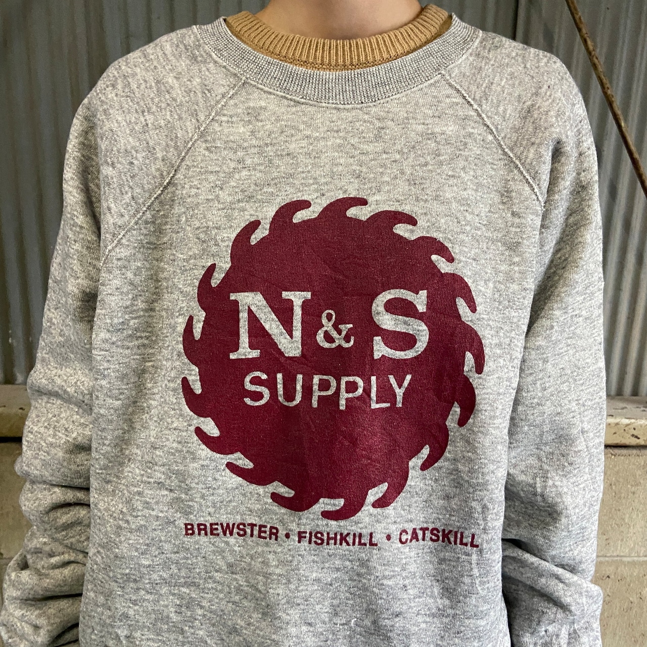 USA製 80年代 企業 メッセージ 両面プリント ラグランスリーブ 