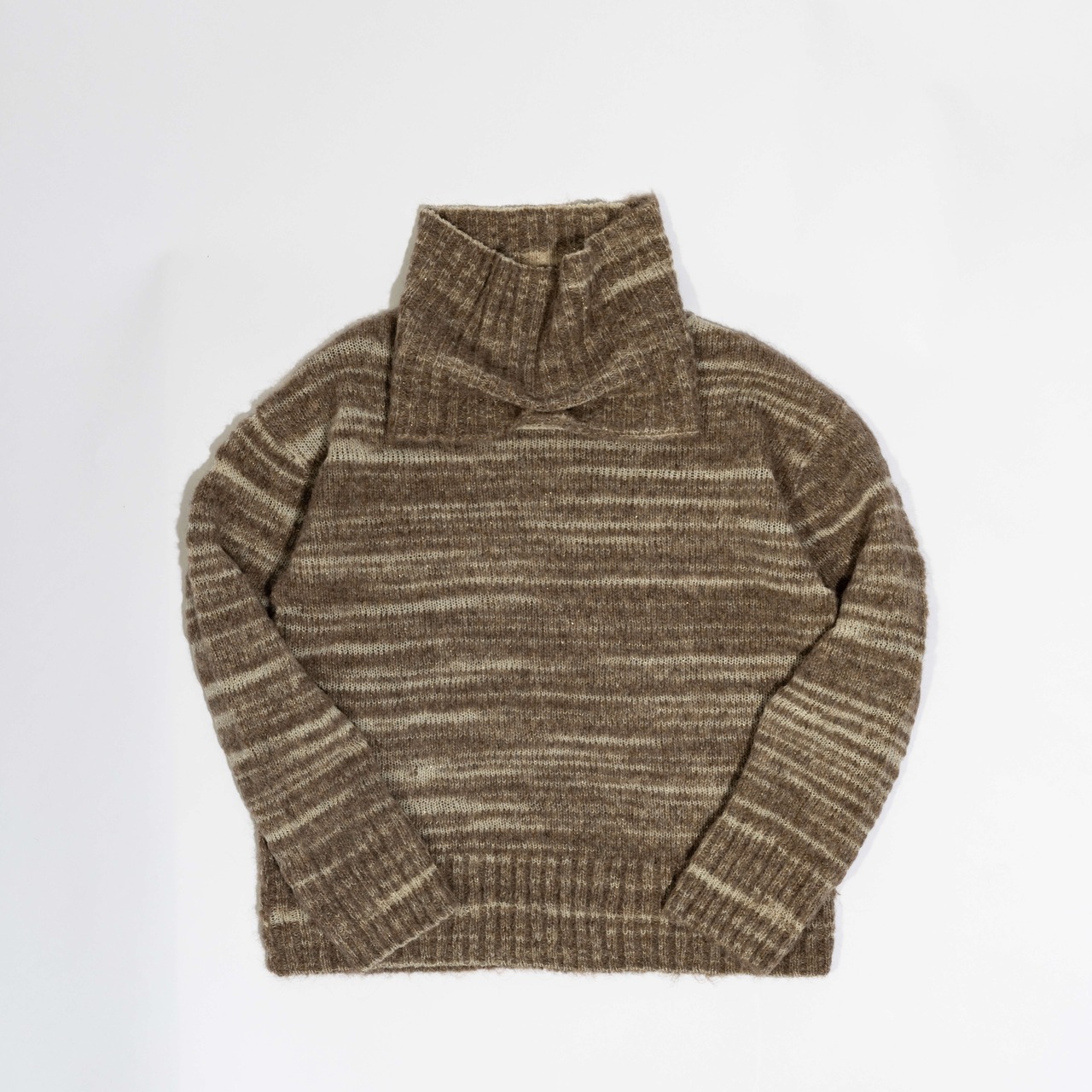 Tiger Effect Alpaca Off Collar Top Knit