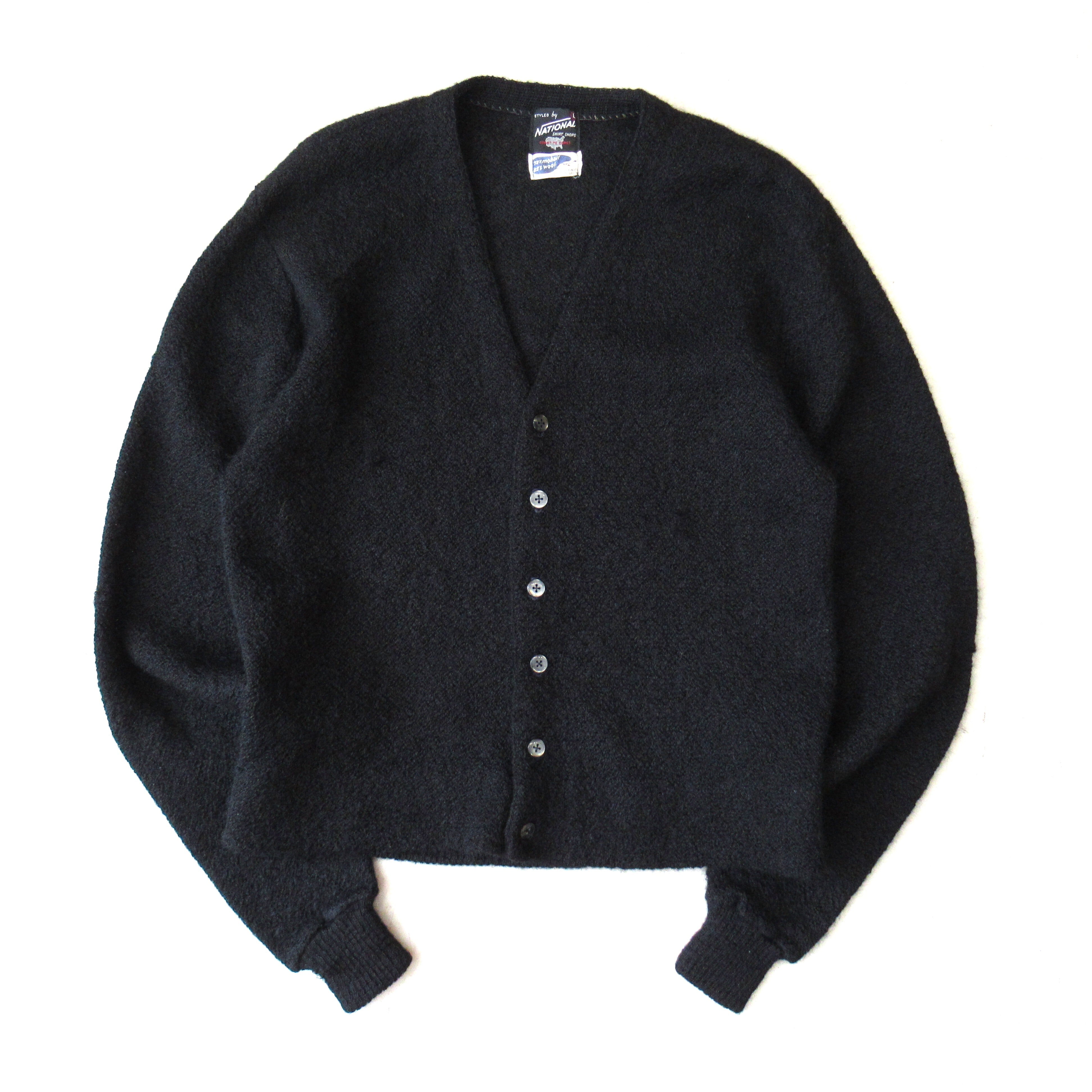 60s black mohair cardigan モヘアカーディガン 60S NATIONAL Black Mohair Cardigan【L】 | drop by