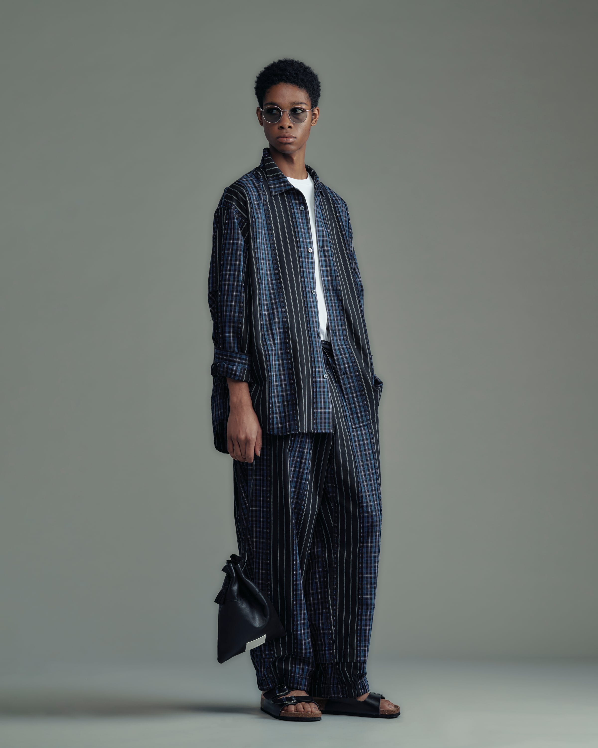 ADAM PATEK jacquard check-stripe shirt (BLK) AP2615015