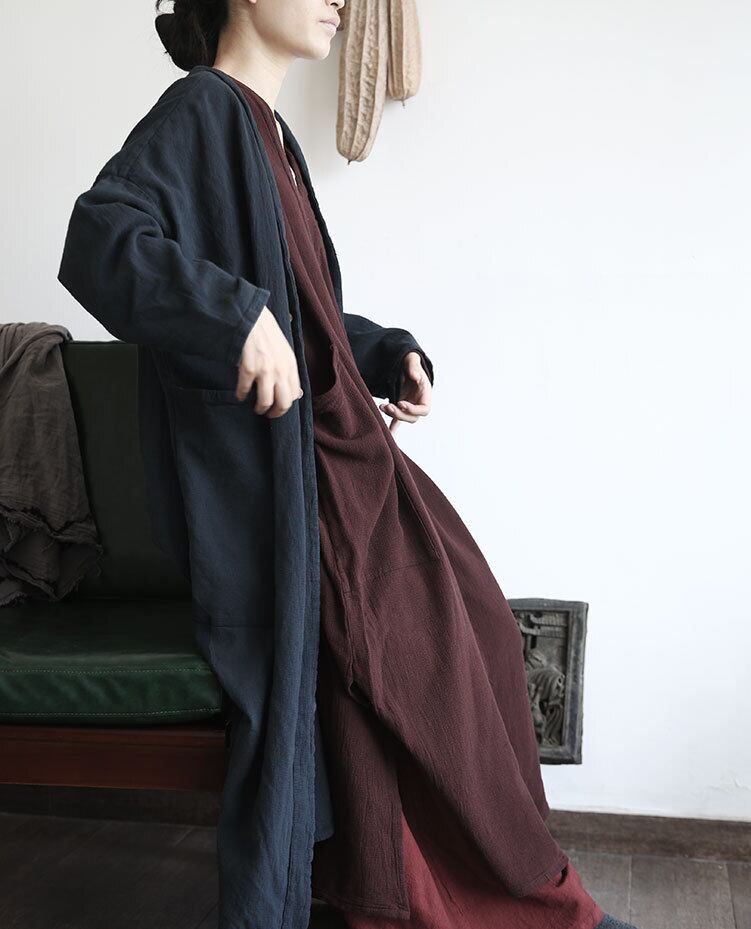 オータムVネックルーズスリットドレス 秋物 Yiranxuaディースワード15139891571