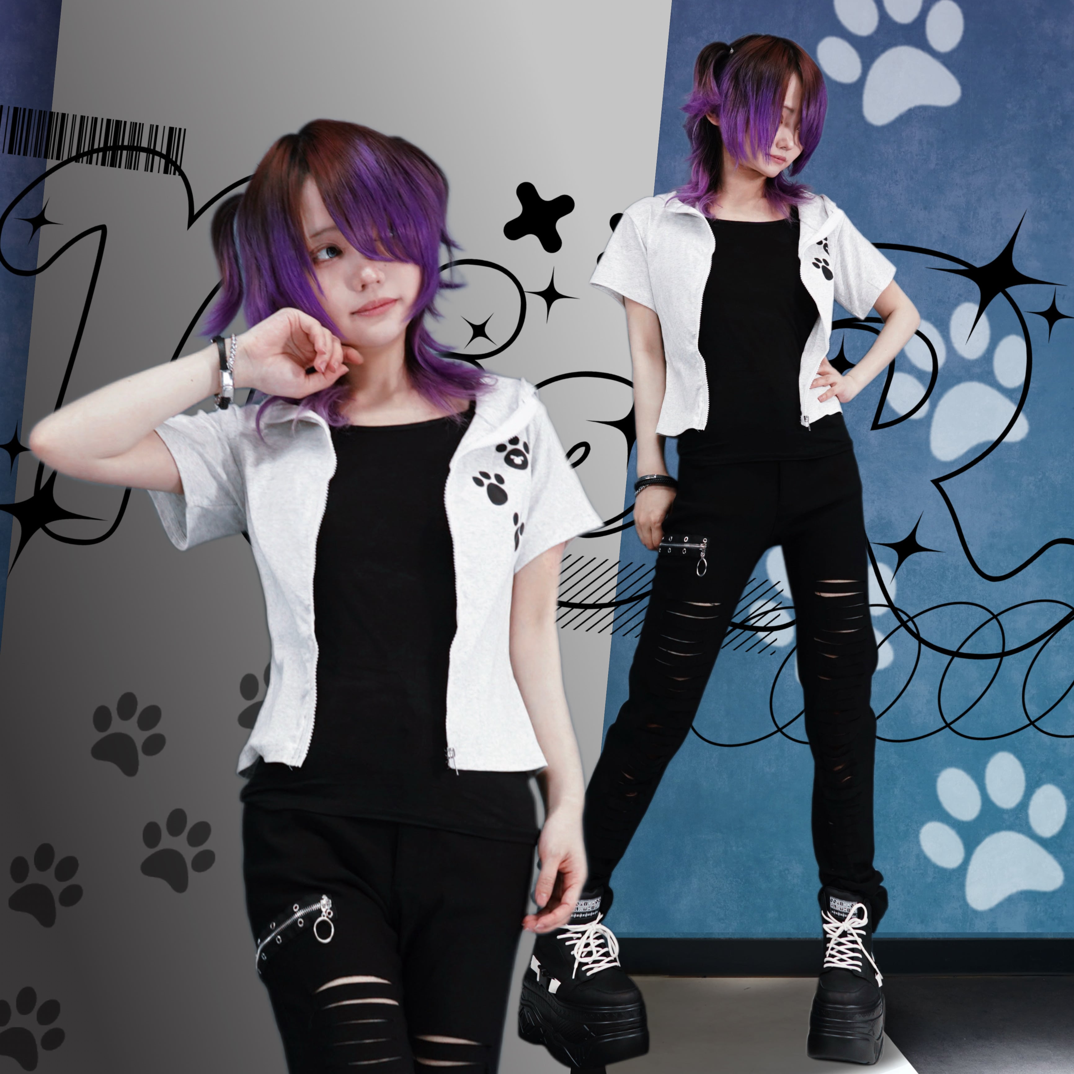 先着30点限定☆ミケの日PRESENT》猫耳付き SHORT SLEEVE ZIP OUTER