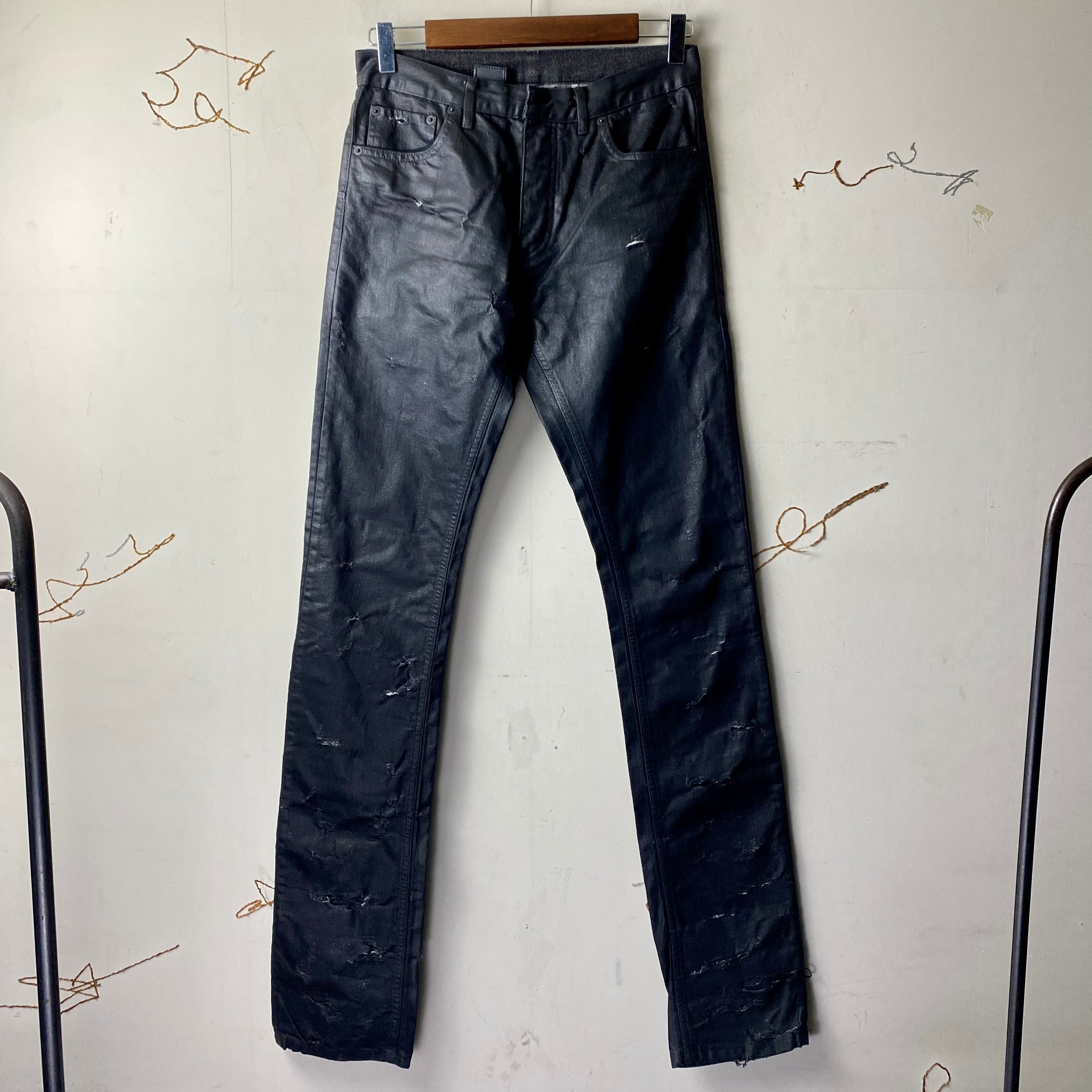 archive DIOR HOMME coating destroyed black denim pants | NOIR ONLINE