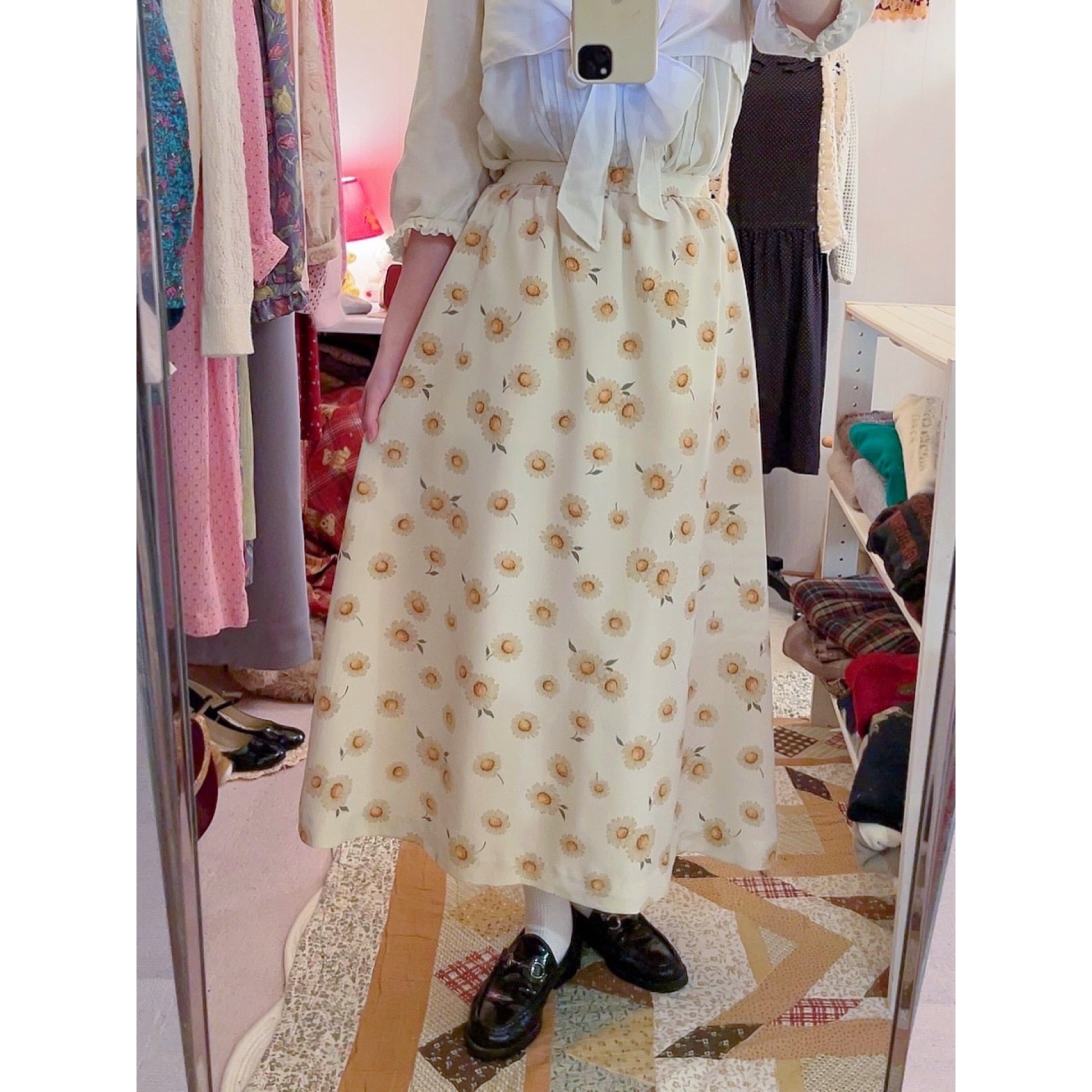 cream marguerite gather skirt