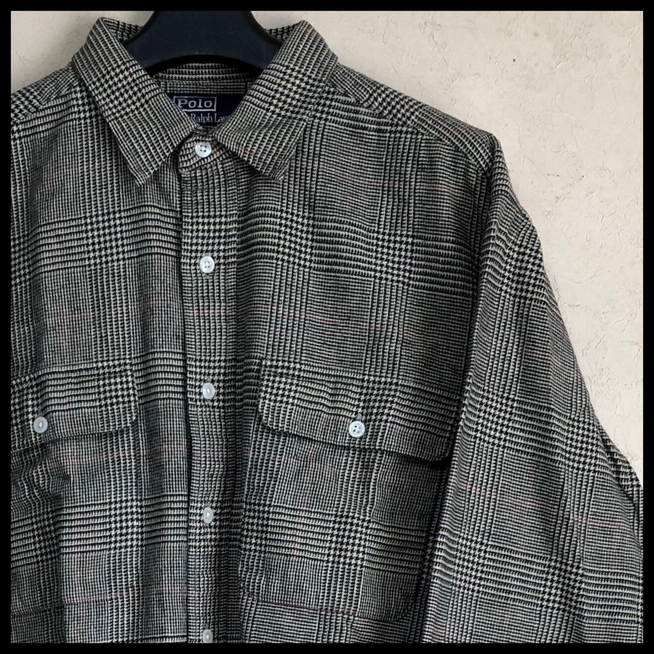 【Lサイズ】Polo by Ralph Lauren 90s ネルシャツ 千鳥柄 大きめサイズ 90's古着