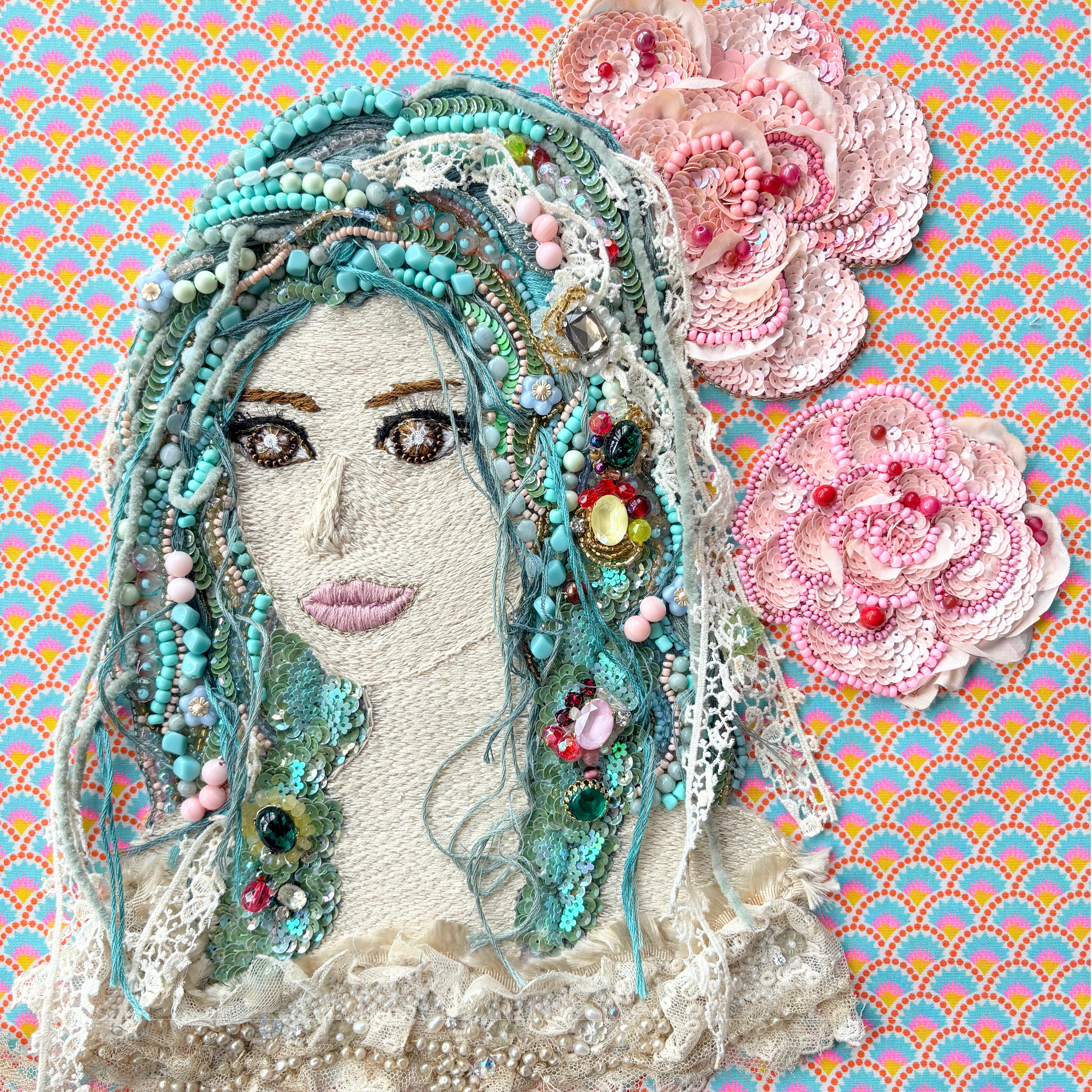 ビーズ刺繍アート（額装） Framed Bead Embroidery Art ｜ 