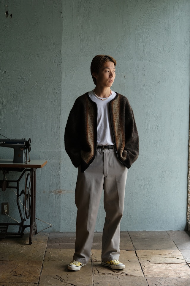 Utah/50's-60's Mohair25% Wool75% crew neck zip cardigan