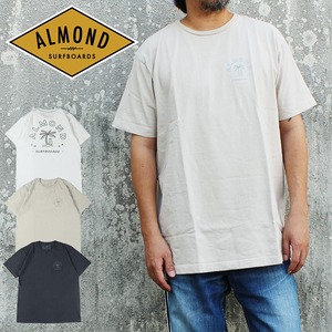 【al-ts2205】 Almond Surfboards アーモンドサーフボードデザイン PARADISE メンズ レディース ホワイト ナチュラル ブラック ロゴ プリント Tシャツ ショートスリーブT