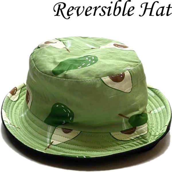1点物◇アボガド総柄リバーシブル緑黒バケットハット帽子USA古着メンズ