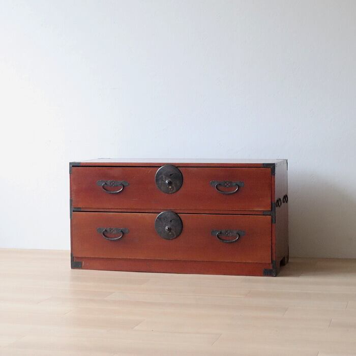 アンティーク 整理箱 タンス 古家具 ナラ 引き出し4杯 無塗装