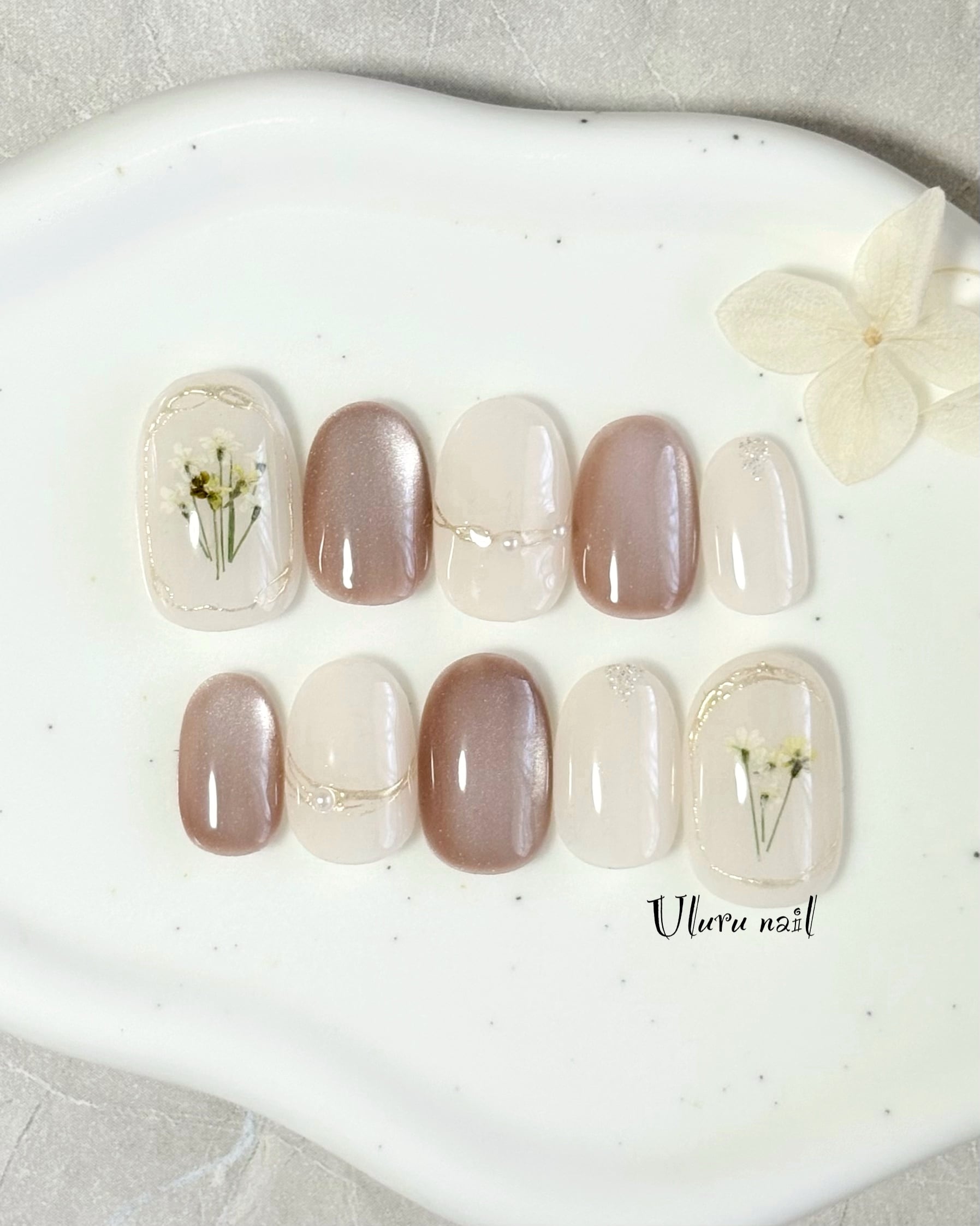 my little bouquet ...【025】 / 押し花ネイル ブライダル 結婚式 ウェディング ネイルチップ 上品ネイル …#ncs009