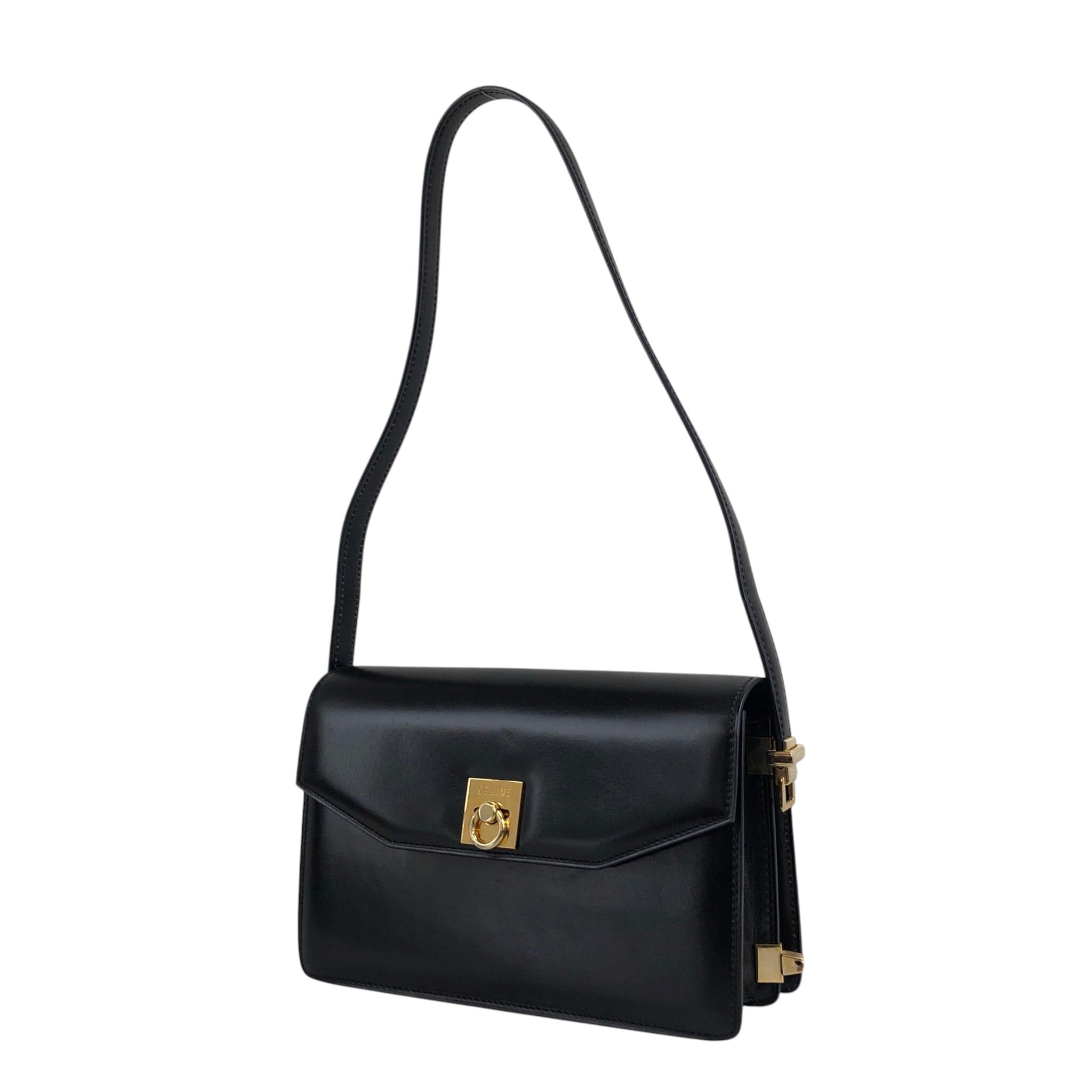 CELINE セリーヌ ショルダーバッグ ブラック ガンチーニ レザー