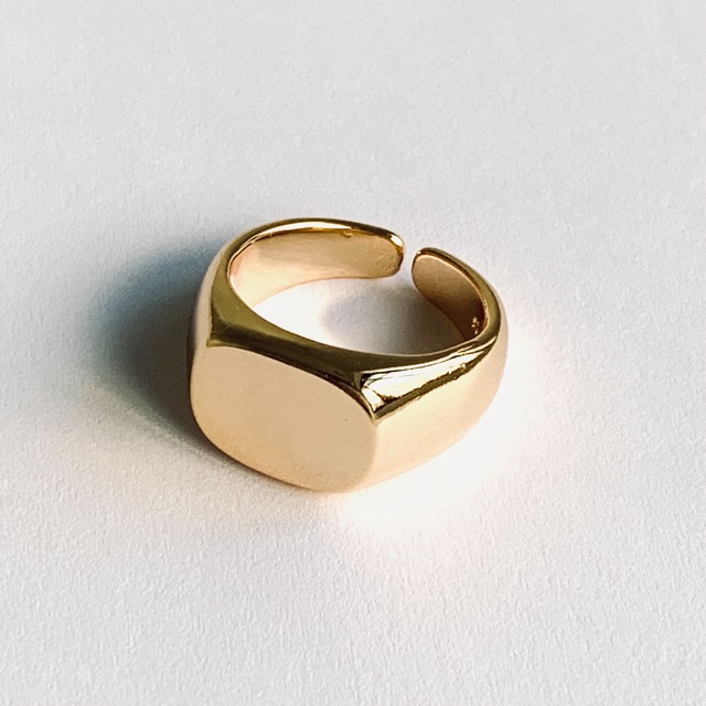 Rounded Square Signet Ring #070 Gold