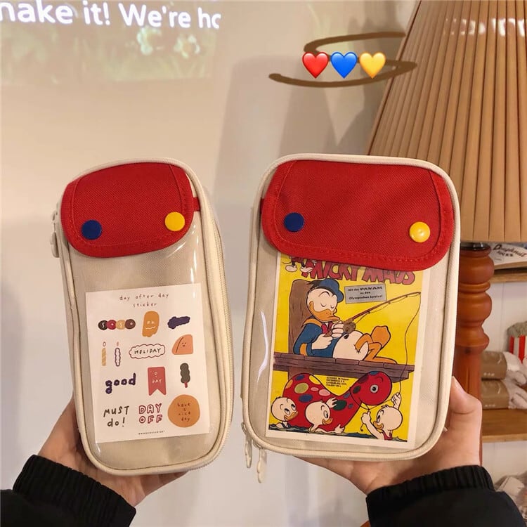 筆箱 ペンケース ふでばこ 女の子 透明 女子 ペンポーチ クリア 大容量 小学校 小学生 中学生 高校生用 社会人用 韓国 おしゃれ シンプル ニッチ レトロ 対照的 色鉛筆 バッグ 超大容量 学生 文具収納 多機能 Dadariri Shop
