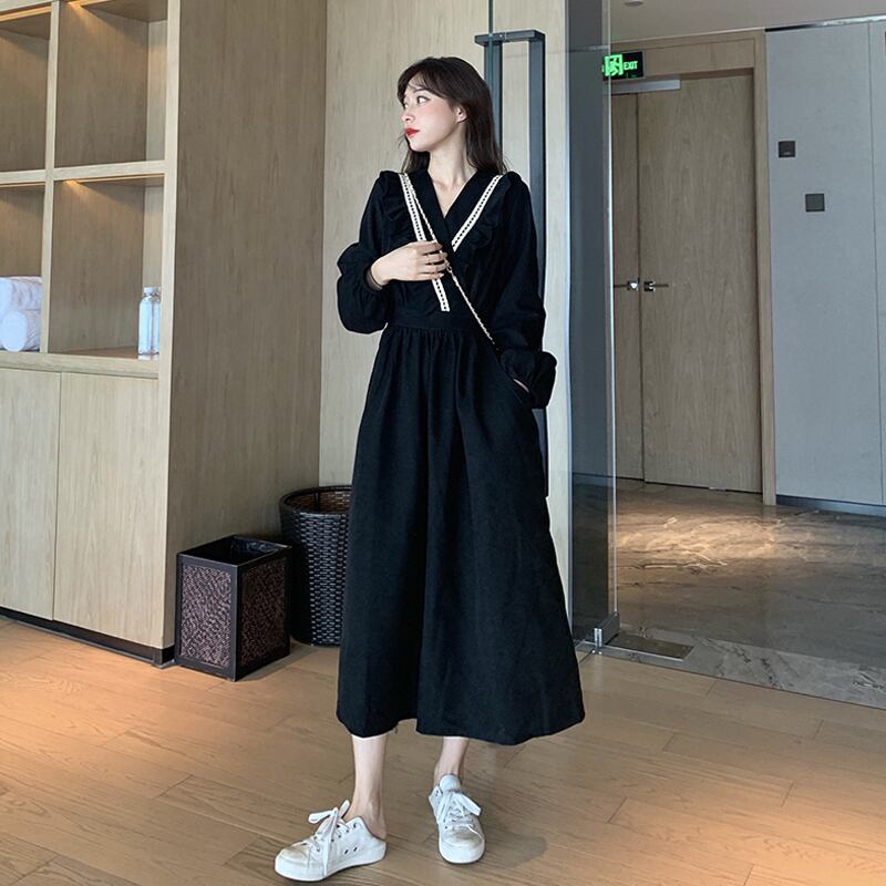 スプリングスタイルスタンダードスカート ウェストドレス レディース レトロ 春物 試着室60306854596