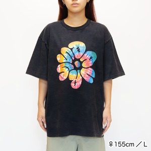 DAVRYU tiedye flower TEE [フェードブラック]