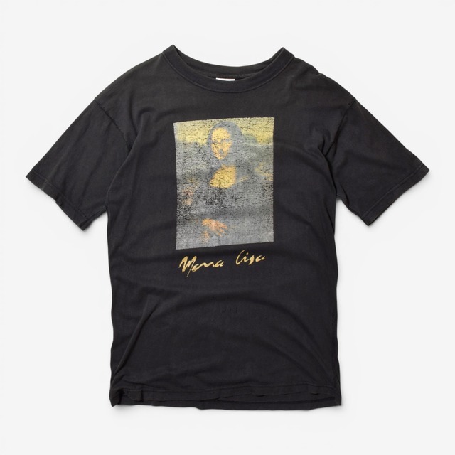 90s ALMA MATER モナ・リザ アートプリントTシャツ ブラック