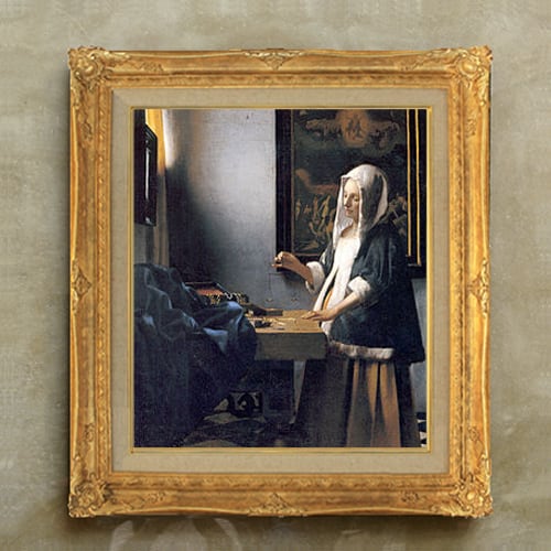 直筆仕上げ油絵 【フェルメール】天秤を持つ女 F10 絵画 アート インテリア 人物画