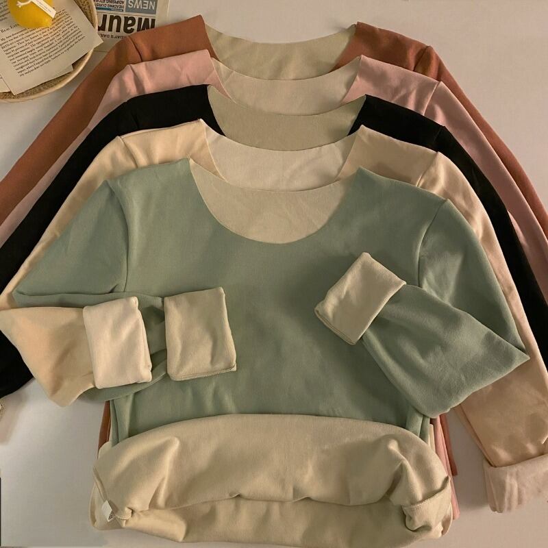 ベルベットTシャツ シャツ オータムウィンタースタイルスリムトップス ロング 秋物 冬物 1号婦人82053033311