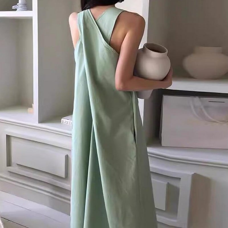 ノースリーブバッグクロスデザインワンピース(3色)10613