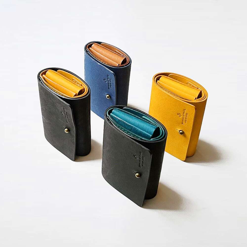 めっちゃ入る 三つ折り財布（ギボシVer）【ブルー×ブラウン】（在庫