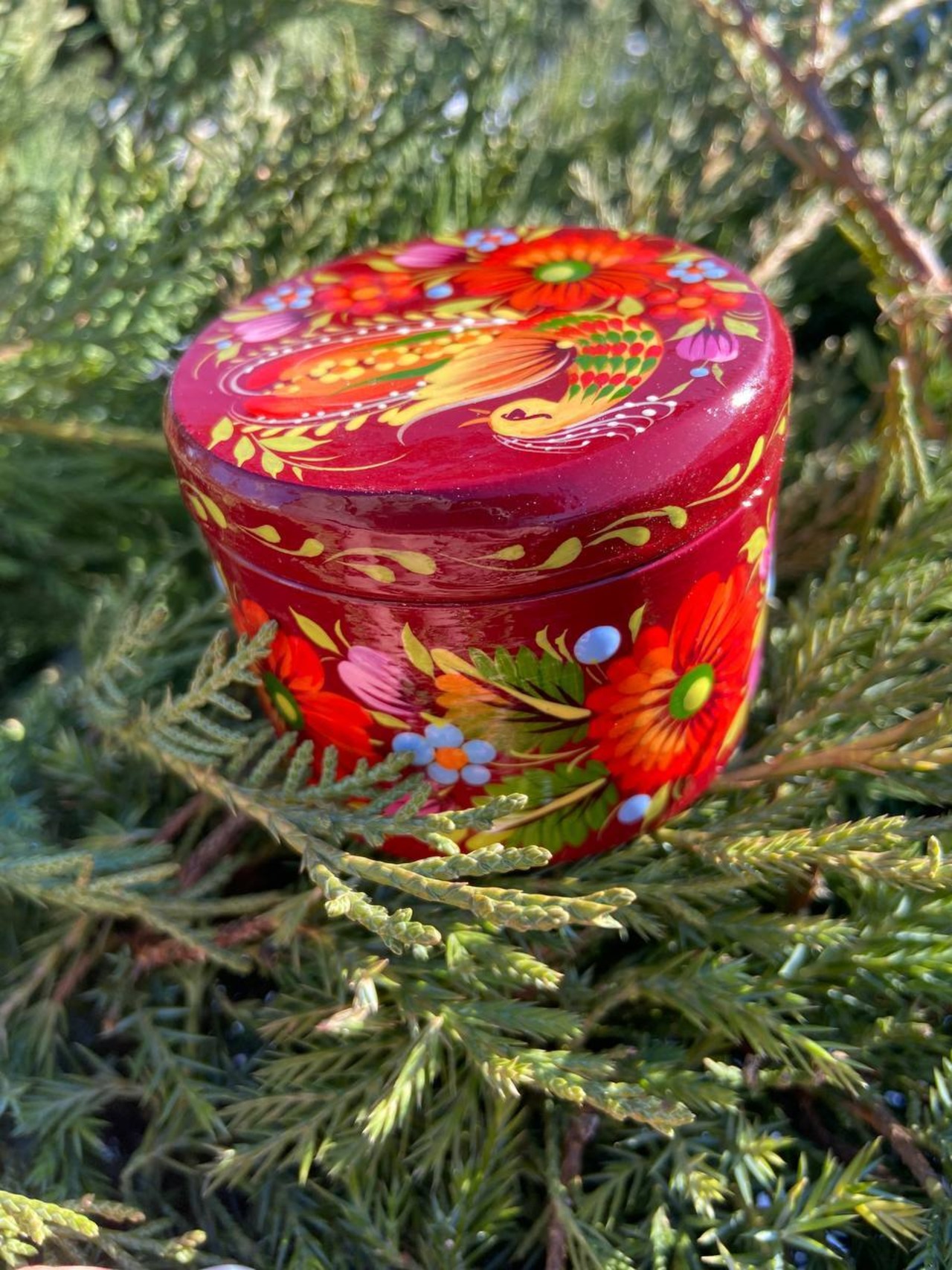 ペトリキウカ塗り　木製小物入れ・ジュエリーボックス（ティモシェンコ作）ウクライナ製 - 3