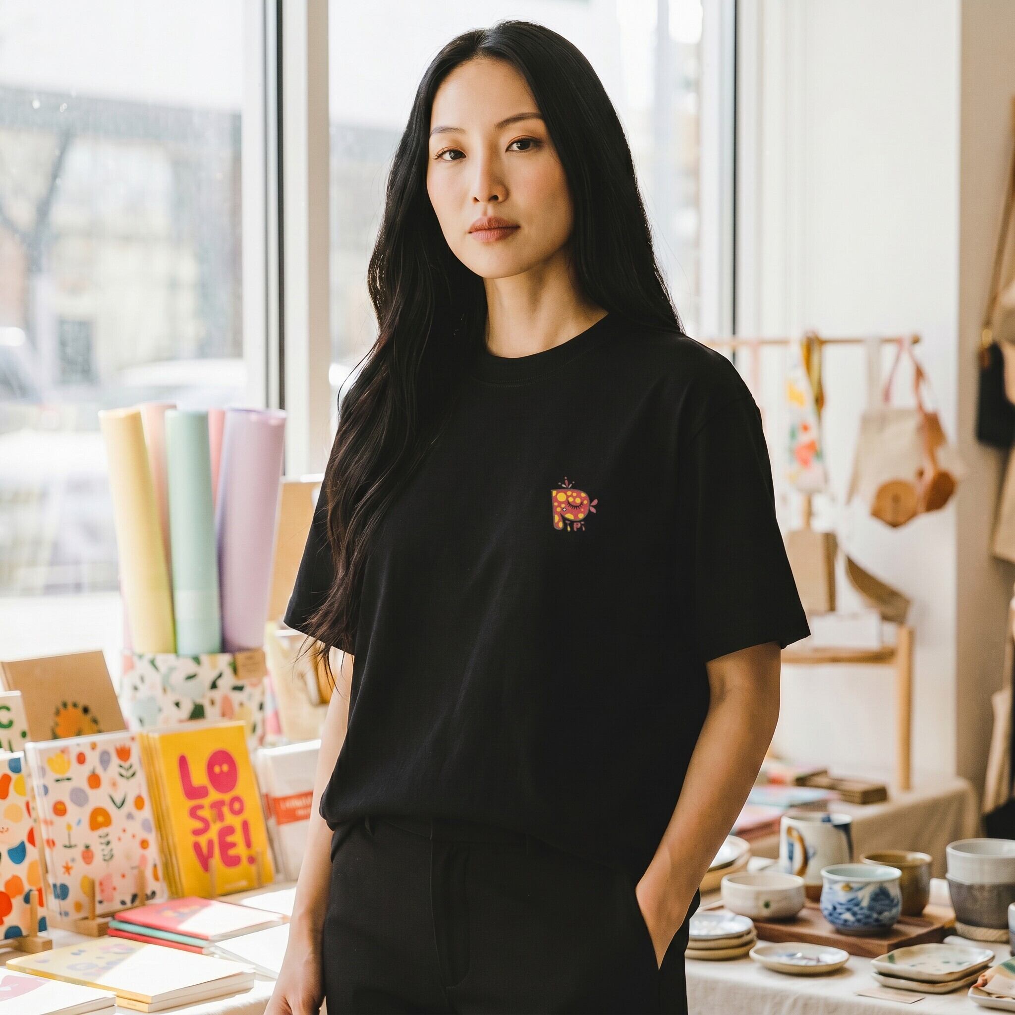 pipi オリジナルTシャツ 【ブラック】HUGLOTとりちゃん XLサイズ