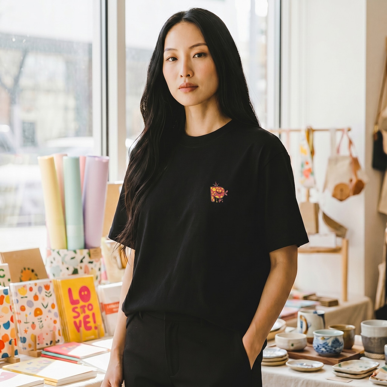 pipi オリジナルTシャツ 【ブラック】HUGLOTとりちゃん XLサイズ