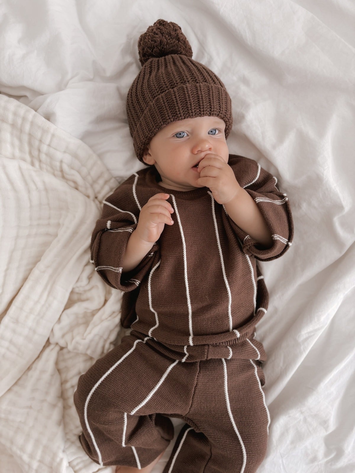 即納】BELLE & SUN Sweater | Cacao Stripe | プチアメリアンファン