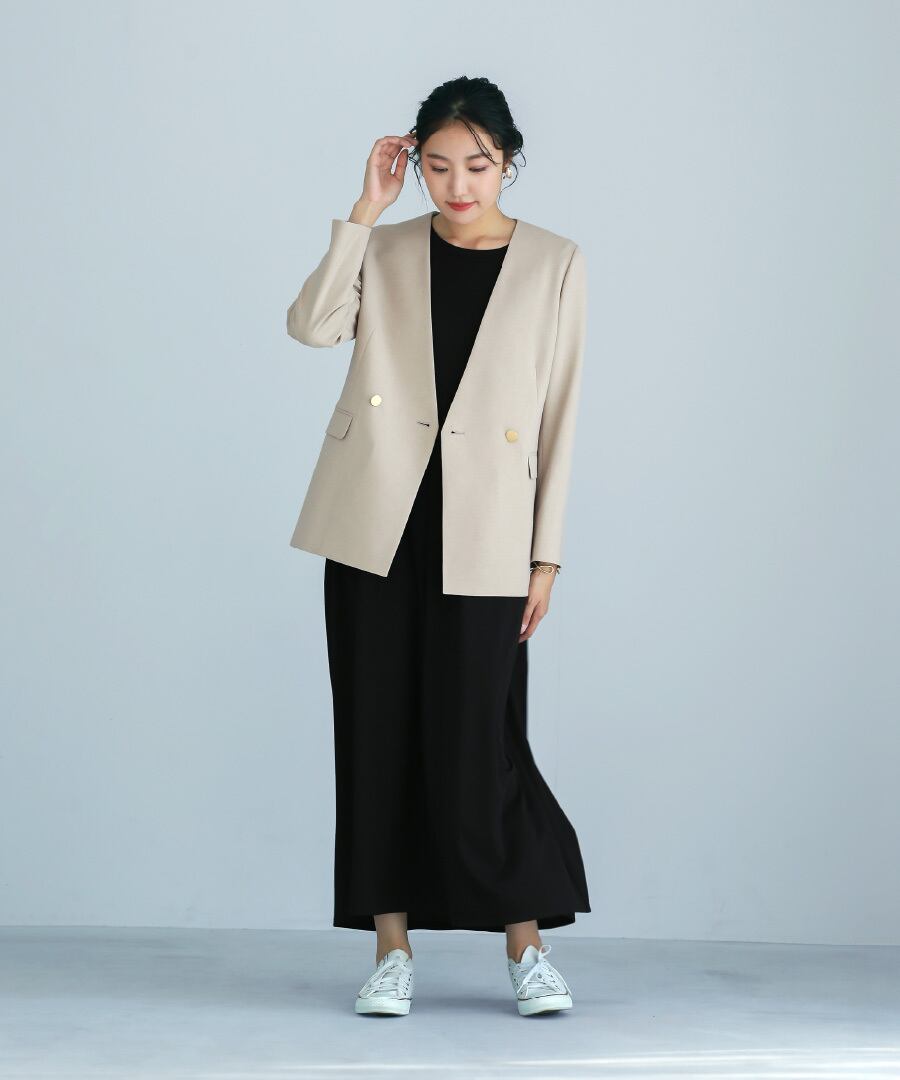 SALE 30％OFF】【 洗える 】 ツイルノーカラーダブルジャケット