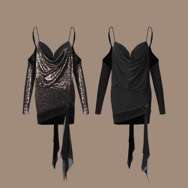 ドレープネック スパンコール キャミソール ミニワンピース ds1188