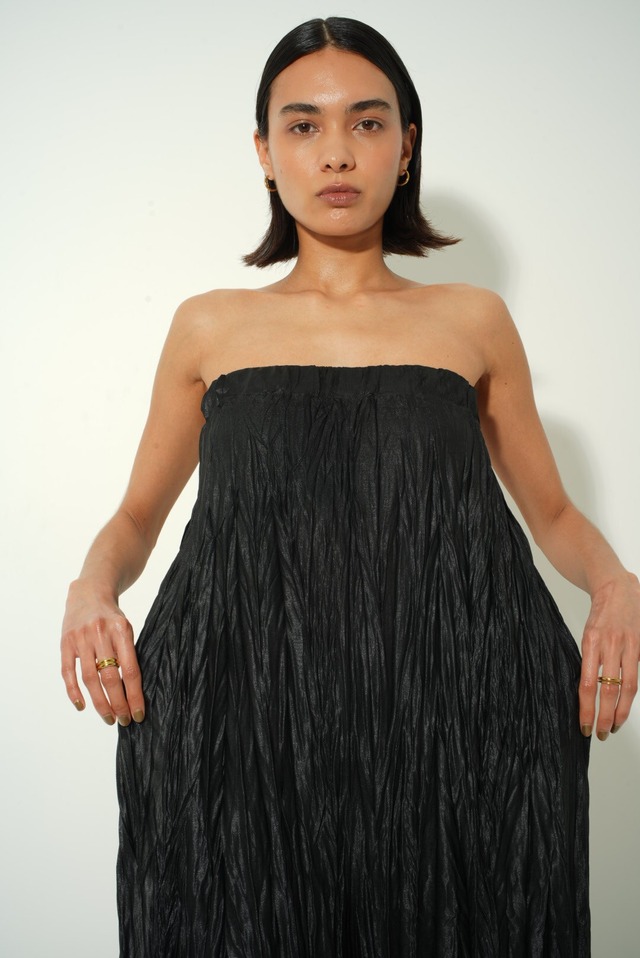 CRINKLE-FIN BARE SALOPETTE / BLACK