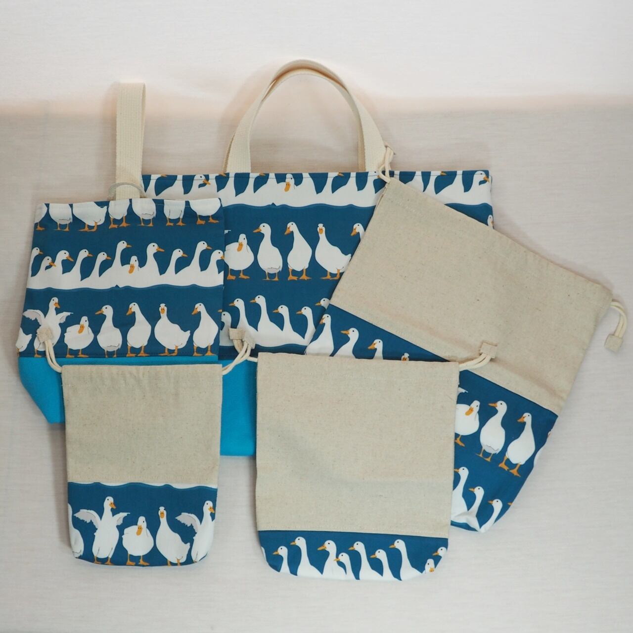 通園バッグセット／あひる (5-231) | 手づくりうふい