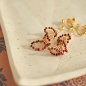 1,2月限定カラー「ざくろシリーズ」律の風（りちのかぜ）小枝耳飾り　ワイヤーアクセサリー