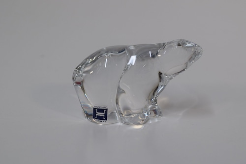 北欧ガラス　ノルウェー　HADELAND ハドラン　白熊　硝子のオブジェ　置物　ペーパーウェイト