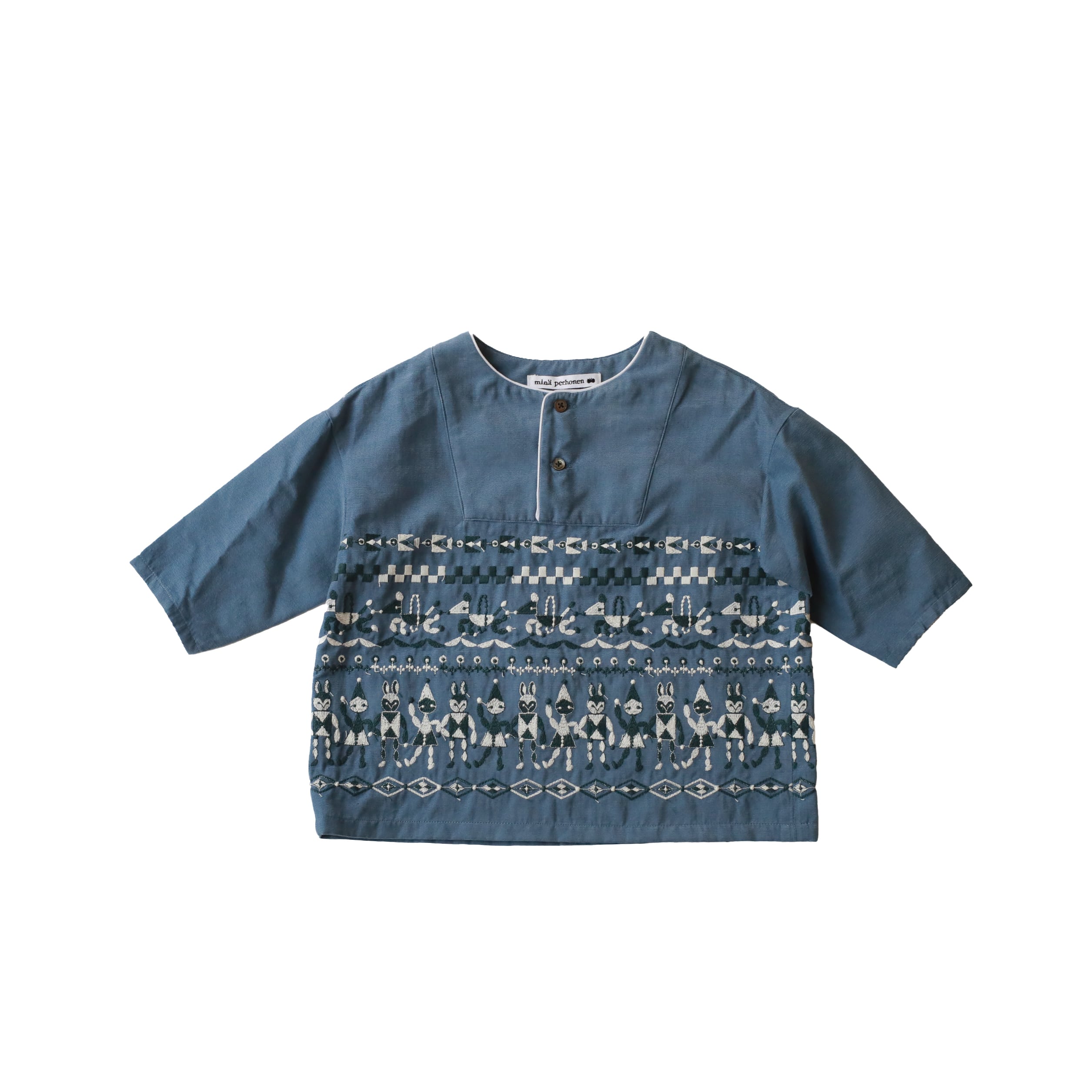 mina perhonen / fun ブラウス / blue / 110,120,130,140